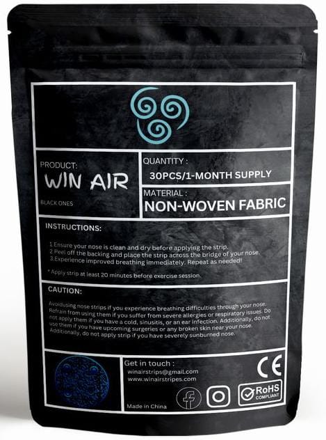 Win Air- Black Nose Strips – Water Proof - Extra Strong